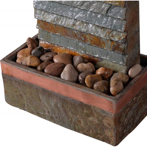  Kenroy Home 51023SLCOP Stave IndoorOutdoor Table Fountain with Light, Slate and Copper