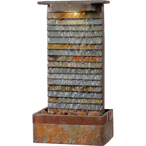  Kenroy Home 51023SLCOP Stave IndoorOutdoor Table Fountain with Light, Slate and Copper