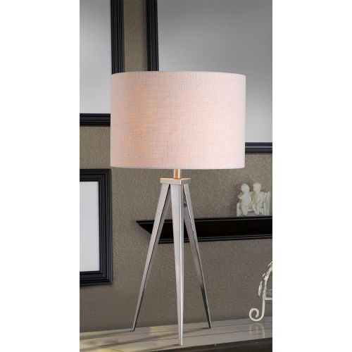  Kenroy Home 32262BS Foster Table Lamp, 15 x 15 x 29, Brushed Steel Finish