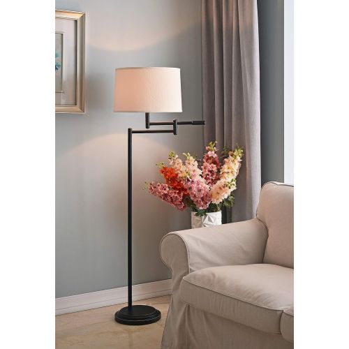  Kenroy Home 20941CB Theta Floor Lamp 59.5 H x 16 W Black Copper Bronze