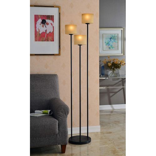  Kenroy Home Matrielle 72 Inch 3 Light Torchiere In Oil Rubbed Bronze Finish With Amber Scavo Glass Shades