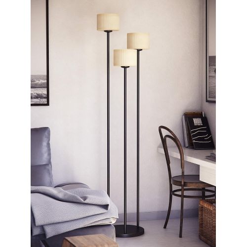  Kenroy Home Matrielle 72 Inch 3 Light Torchiere In Oil Rubbed Bronze Finish With Amber Scavo Glass Shades