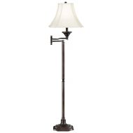 Kenroy Home 33051BBZ Wentworth Swing Arm Floor Lamp with Cream Cut Corner Square Shade, 59 x 17.25 x 17.25