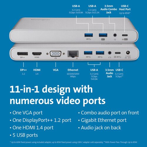  Kensington SD4810P USB-C Triple Video Driverless Dock