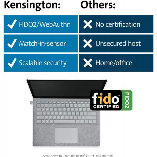  [아마존베스트]Kensington VeriMark IT Fingerprint Key - FIDO2/WebAuth, Windows Hello & Windows Hello for Business (K64704WW)