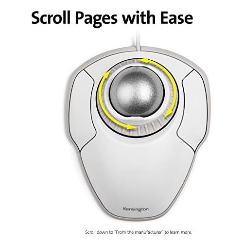  [아마존베스트]Kensington Orbit Trackball Mouse Ergonomic USB Mouse for PC, Mac and Windows with Scroll Ring, Ideal for Left and Right Handers, White/Silver (K72500WW)