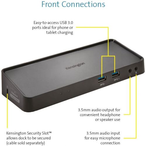  Kensington SD3650 Universal USB 3.0 Mountable Docking Station, Black (K33997WW)