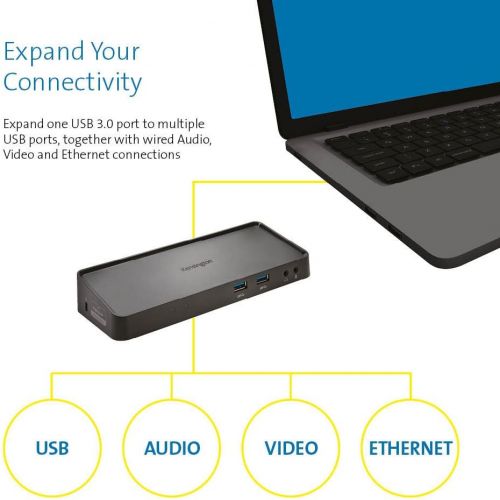  Kensington SD3650 Universal USB 3.0 Mountable Docking Station, Black (K33997WW)