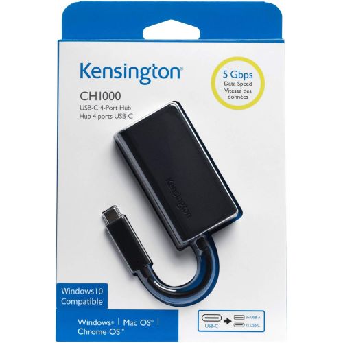  Kensington CH1000 USB-C to 4-Port USB 3.0 Hub for USB Type-C Devices (K33995WW)