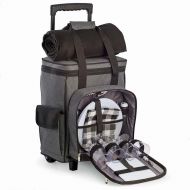 Kensington Row Home Collection - EPSOM DERBY 4-PERSON PICNIC TROLLEY WITH COOLER COMPARTMENT & FLEECE BLANKET
