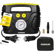 Kensun Portable Air Compressor Pump for Car 12V DC and Home 110V AC Swift Performance Tire Inflator 100 PSI for Car - Bicycle - Motorcycle - Basketball and Others with Analog Pressure Gauge (AC/DC)
