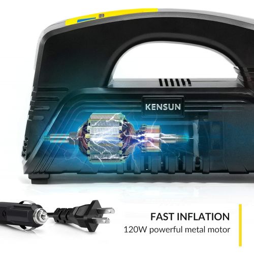  [아마존베스트]Kensun AC/DC Digital Tire Inflator for Car 12V DC and Home 110V AC Rapid Performance Portable Air Compressor Pump for Car, Bicycle, Motorcycle, Basketball and Others