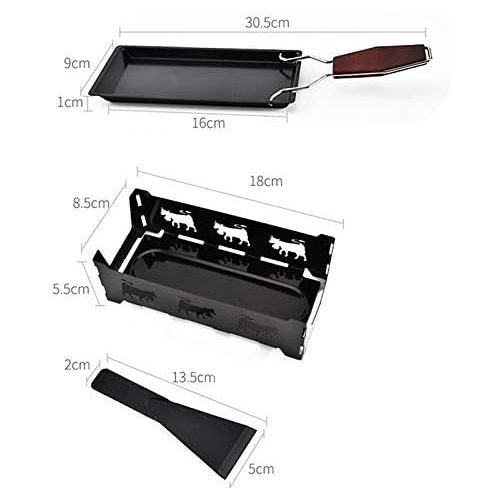  [아마존베스트]Kentop Mini Raclette Set Partyclette Foldable Tea Light Raclette with Scraper and Non-Stick Coating