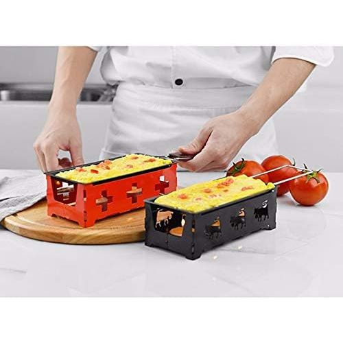  [아마존베스트]Kentop Mini Raclette Set Partyclette Foldable Tea Light Raclette with Scraper and Non-Stick Coating