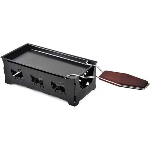  [아마존베스트]Kentop Mini Raclette Set Partyclette Foldable Tea Light Raclette with Scraper and Non-Stick Coating