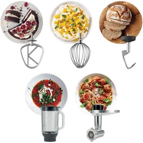  Kenwood Chef KVC 3110S  Kuechenmaschine, 4,6 l Edelstahl-Ruehrschuessel & 1,5 l Acryl-Mixaufsatz, multifunktionaler Kuechenhelfer, 1000 W, inkl. 3-teiligem Patisserie-Set, silber