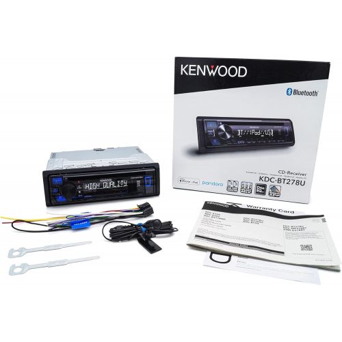  KENWOOD KDC-BT278U CD Car Stereo w/ Bluetooth, Single DIN, App Control & AM/FM Radio, USB Port, AUX Input