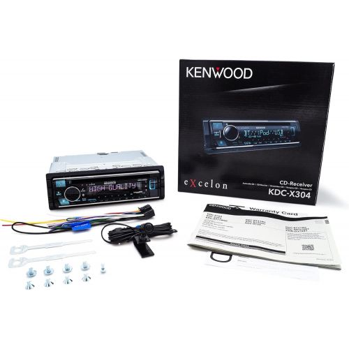  Kenwood KDC-X304 eXcelon CD Car Stereo Receiver w/ Bluetooth Hands Free Calling, AM/FM Radio, USB, Amazon Alexa Built Ready, Variable Color Illumination