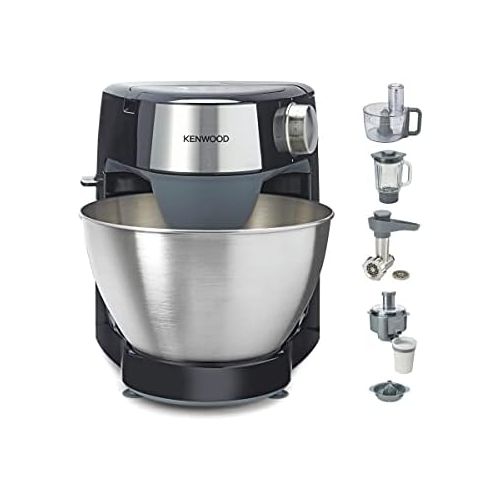  Kenwood Prospero+ KHC29.P0BK Food Processor, 4.3 L Stainless Steel Bowl, 1000 Watt, including 3 Piece Patisserie Set Chopper, Acrylic Mixing Attachment, Meat Grinder, Juicer and