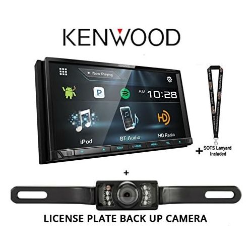  Kenwood DDX775BH 6.95 WVGA DVD Receiver wBluetooth and HD Radio and License Plate Back up Camera and a SOTS Lanyard