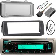 Kenwood KMRD372BT MP3USBAUX Stereo Receiver CD Player WWeathershield Cover - Bundle Combo with Dash Trim Kit + Handle Bar Conroller for 98-2013 Harley Motorcycles + Enrock 22 Wi