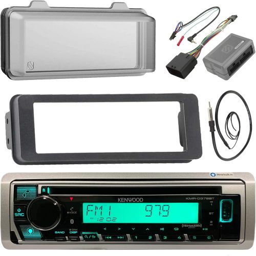  Kenwood KMRD372BT MP3USBAUX Stereo Receiver CD Player WWeathershield Cover - Bundle Combo with Dash Trim Kit + Handle Bar Conroller for 98-2013 Harley Motorcycles + Enrock 22 Wi