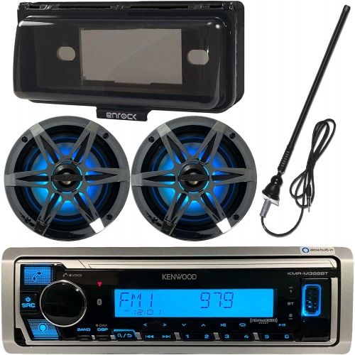  Kenwood KMR-M315BT MP3USBAUX Bluetooth Marine Boat Yacht Stereo Receiver Bundle Combo with Infinity 612m 6.5 2-Way Speakers + Scosche Waterproof Stereo Cover = Enrock 22 Radio An