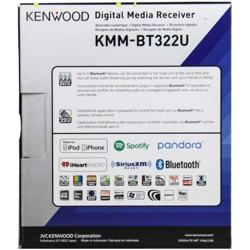 Kenwood KMM-BT322 Car Media Player Bluetooth (no cd and no sirius)