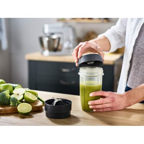 드롱기 [아마존베스트]De’Longhi Kenwood KAH740PL Blend Xtract Sport Mixer (Smoothies, Juices, Milkshakes, Food Processor Accessories, Suitable for All Chef and KMix Food Processors, 2 x 0.6 L Drinking Cups)