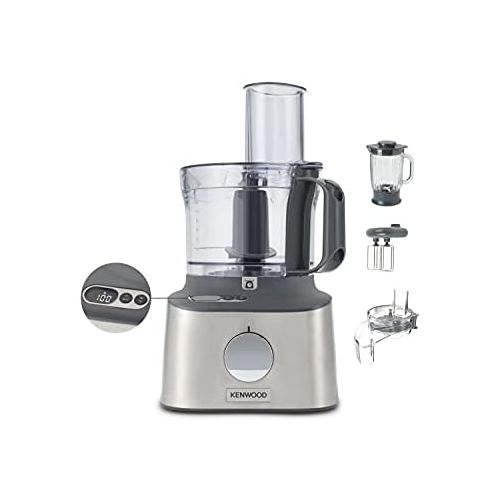  Kenwood Kuechengerate Kenwood Multipro Compact FDM315SS Compact Food Processor, Integrated Scale, Exclusive to Amazon, Kitchen Appliance with 2.1 L Work Container, Glass Mixing Attachment, Cube Cutter,