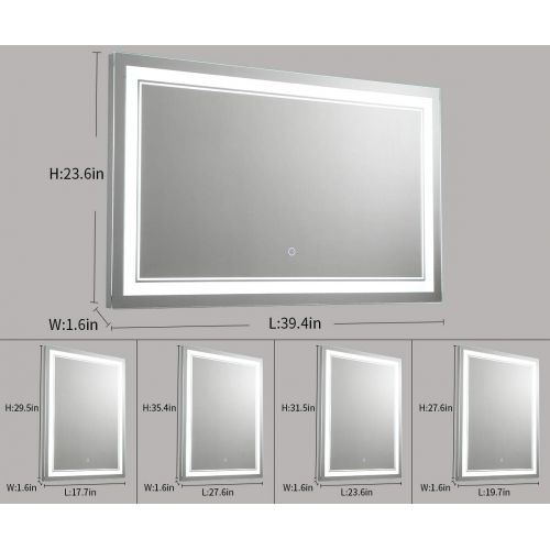  Keonjinn 30x18 Bathroom Mirror Anti-Fog Wall Mounted Makeup Mirror with LED Light Over Vanity (Horizontal/Vertical)