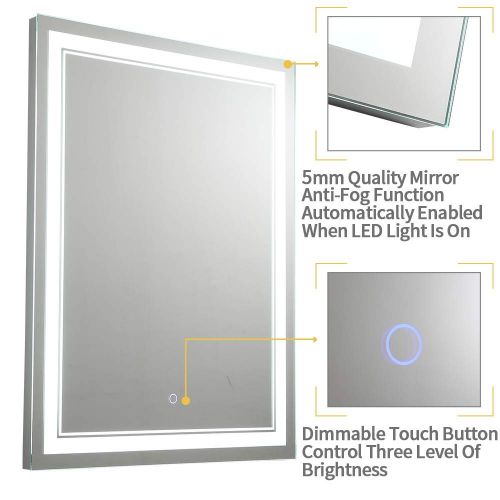  Keonjinn 30x18 Bathroom Mirror Anti-Fog Wall Mounted Makeup Mirror with LED Light Over Vanity (Horizontal/Vertical)