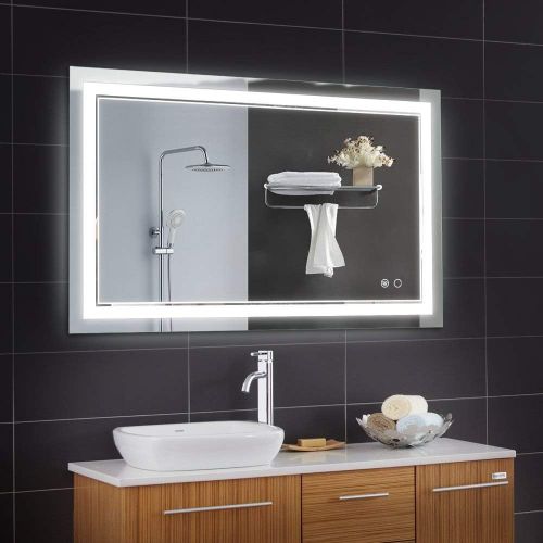  Keonjinn 40 x 24 Inch Bathroom LED Vanity Mirror Anti-Fog Dimmable Large Wall Makeup Mirror with Light (Horizontal/Vertiacl)