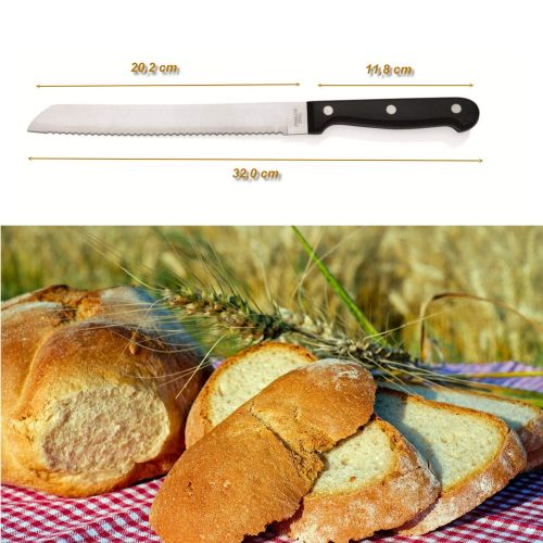  Kerafactum Super scharfes Brotmesser mit Wellenschliff Brot Messer Brotsage Sagemesser geschliffene Klinge Bread Knife