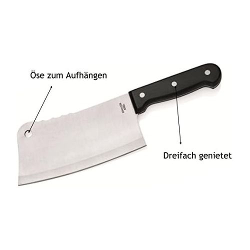  Kerafactum - Hackmesser Hackebeil Kuechenbeil Chinesisches Kochmesser Messer Beil fuer die Kueche 3 fach genietet aus hochwertigem Edelstahl - cleaver knife