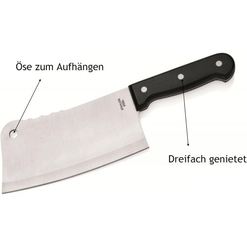  Kerafactum - Hackmesser Hackebeil Kuechenbeil Chinesisches Kochmesser Messer Beil fuer die Kueche 3 fach genietet aus hochwertigem Edelstahl - cleaver knife