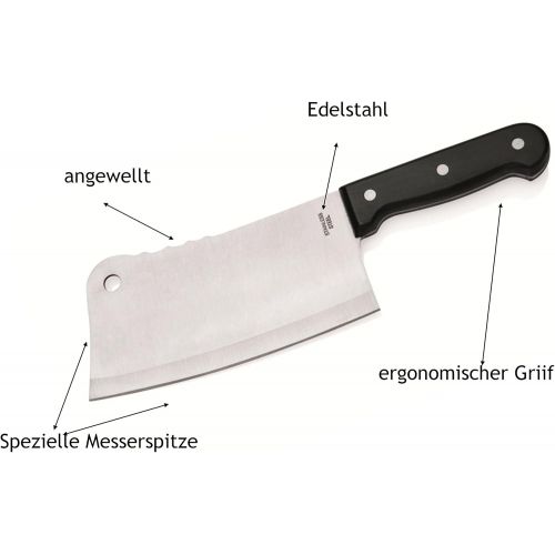  Kerafactum - Hackmesser Hackebeil Kuechenbeil Chinesisches Kochmesser Messer Beil fuer die Kueche 3 fach genietet aus hochwertigem Edelstahl - cleaver knife