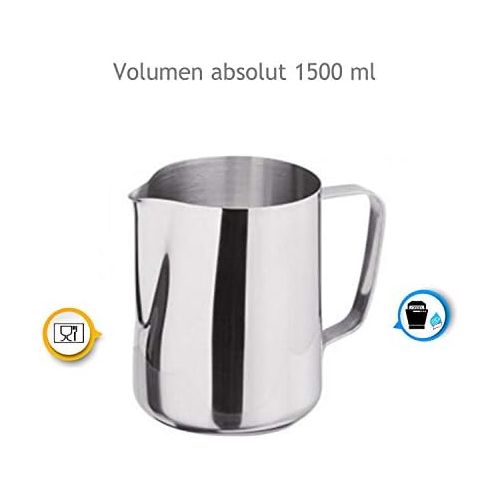  Kerafactum Aufschaumer Kannchen Milchaufschaumer Pitcher Milchkanne Milk Kanne Milch Sahnekannchen Milchkannchen Milchkanne aus Edelstahl 1,5 Liter