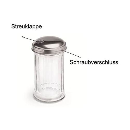  Kerafactum - Zuckerstreuer Streuer Zucker Dose mit Streudeckel aus Edelstahl Zuckerspender Spuelmaschinenfest - suggar shaker american style