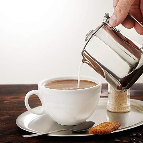  Kerafactum Kaffeekannchen Milchkannchen Sahnekannchen Teekanne Kaffeekanne Sahne Kannchen Kanne mit Deckel fuer Milch Tee Kaffee 350 ml Edelstahl Pitcher Milk can Henkelkanne