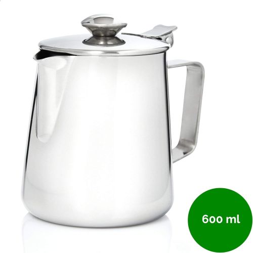  Kerafactum Kaffeekannchen Milchkannchen Teekanne Kaffeekanne Kannchen Kanne mit Deckel fuer Tee oder Kaffee 600 ml aus Edelstahl