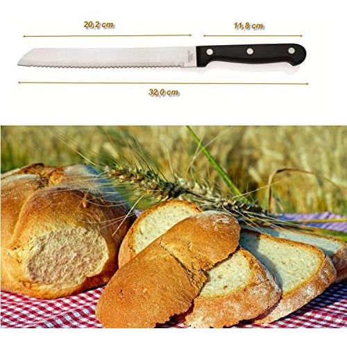  [아마존베스트]Kerafactum Bread knife with serrated edge, extra sharp bread knife, bread saw, a saw knife with hardened and ground blade, dishwasher safe, bread knife also for hotels