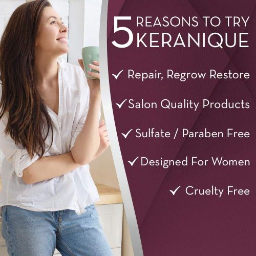  [아마존 핫딜] [아마존핫딜]Keranique Shampoo and Conditioner Set for Hair Growth and Thinning Hair | Keratin Hair Treatment | Keratin Amino Complex, Free of Sulfates, Dyes and Parabens, 8 Fl Oz