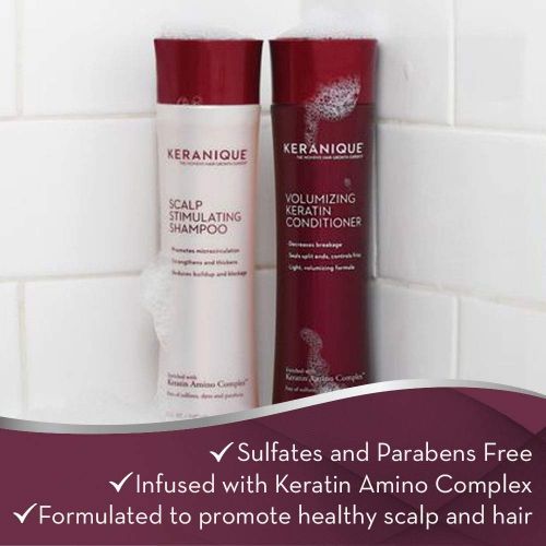  [아마존 핫딜] Keranique Deep Hydrating Hair Growth Kit  60 Days | Keratin Amino Complex, Free of Sulfates, Dyes and Parabens | Deep Hydrating Shampoo & Conditioner, Dual Minoxidil, Lift and Rep