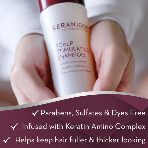  [아마존 핫딜] Keranique Scalp Stimulating Keratin Shampoo Deep Hydration for Thinning Hair, Hair Growth | Keratin Amino Complex, Free of Sulfates, Dyes and Parabens, 8 Fl Oz