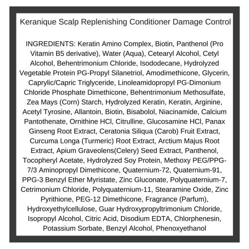  Keranique Damage Control Scalp Replenishing Shampoo and Conditioner Set, 8 Fl Oz - Keratin Amino Complex, Sulfate, Dyes and Parabens Free | Fortifies, Protects, Decrease Breakage,