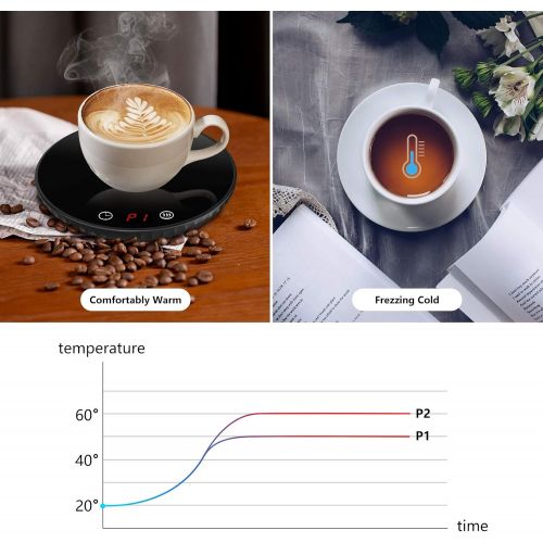  [아마존베스트]Kerjthu Coffee Mug Warmer, Smart Cup Warmer for Desk Beverage Warmer with 2 Temperature Setting Auto Shut Off Electric Tea Warmer & Candle Warmer Plate for Home Office Use