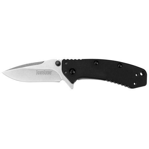  Kershaw Cryo G-10 Pocket Knife (1555G10) 2.75” Stonewashed Stainless Steel Blade; G-10Stainless Steel Handle, SpeedSafe Assisted Open, 4-Position Deep-Carry Pocketclip, Frame Lock