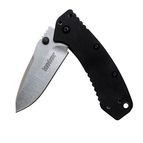  Kershaw Cryo G-10 Pocket Knife (1555G10) 2.75” Stonewashed Stainless Steel Blade; G-10Stainless Steel Handle, SpeedSafe Assisted Open, 4-Position Deep-Carry Pocketclip, Frame Lock