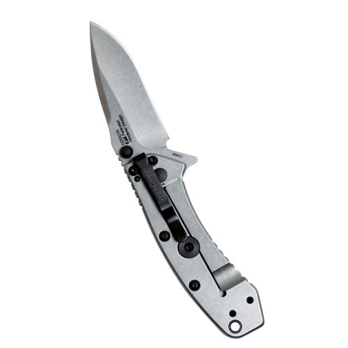  Kershaw Cryo G-10 Pocket Knife (1555G10) 2.75” Stonewashed Stainless Steel Blade; G-10Stainless Steel Handle, SpeedSafe Assisted Open, 4-Position Deep-Carry Pocketclip, Frame Lock